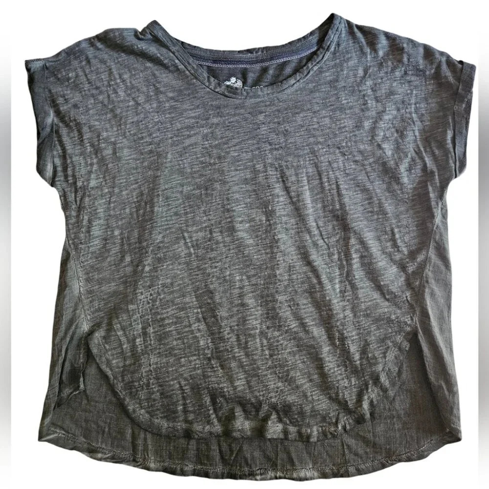 Anthropologie Pilcro Charcoal Rolled Sleeve Extended Tail Oversized Shirt